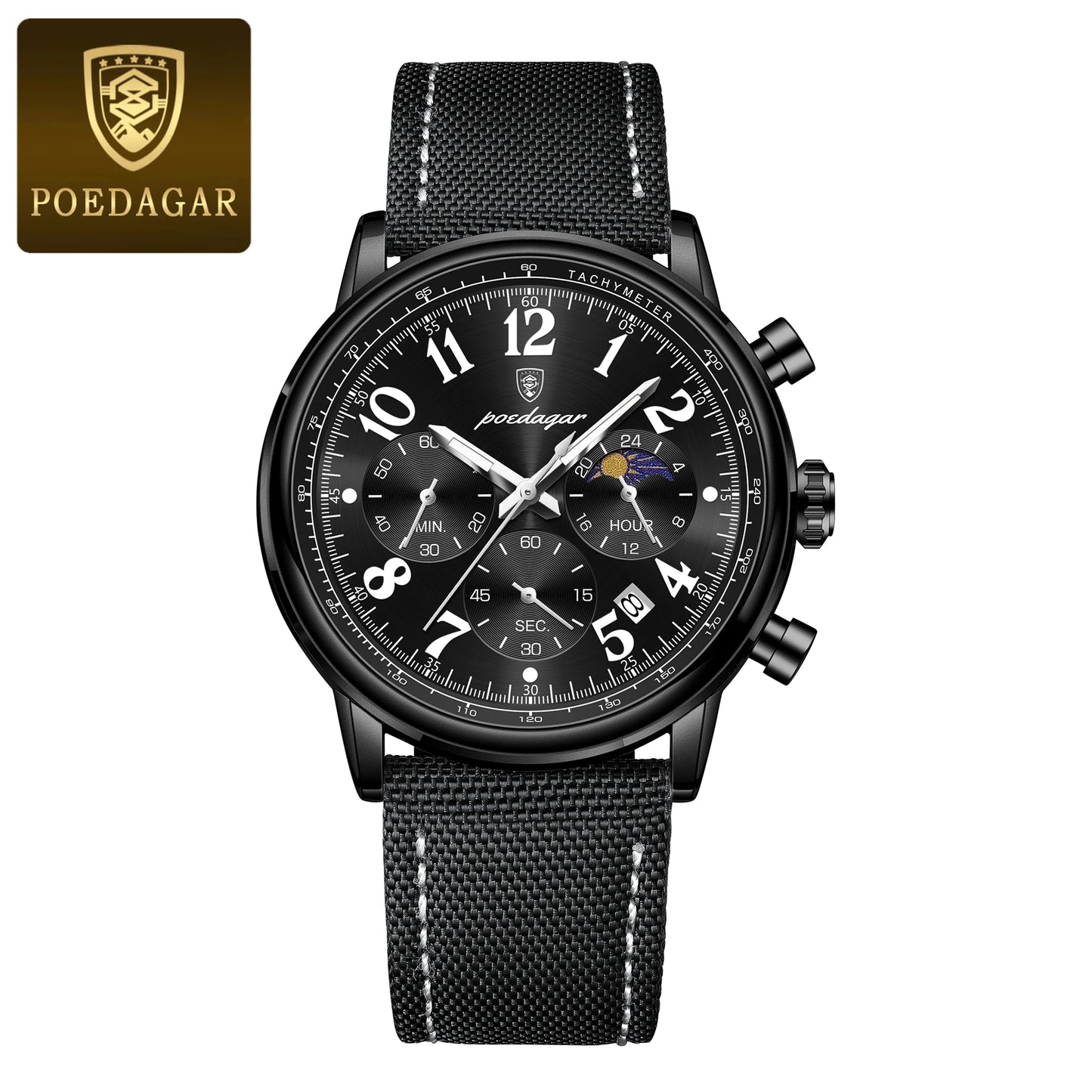 POEDAGAR luxe sport militaire hommes montre étanche lumineux chronographe Nylon cuir Date homme montre-bracelet Quartz hommes montres