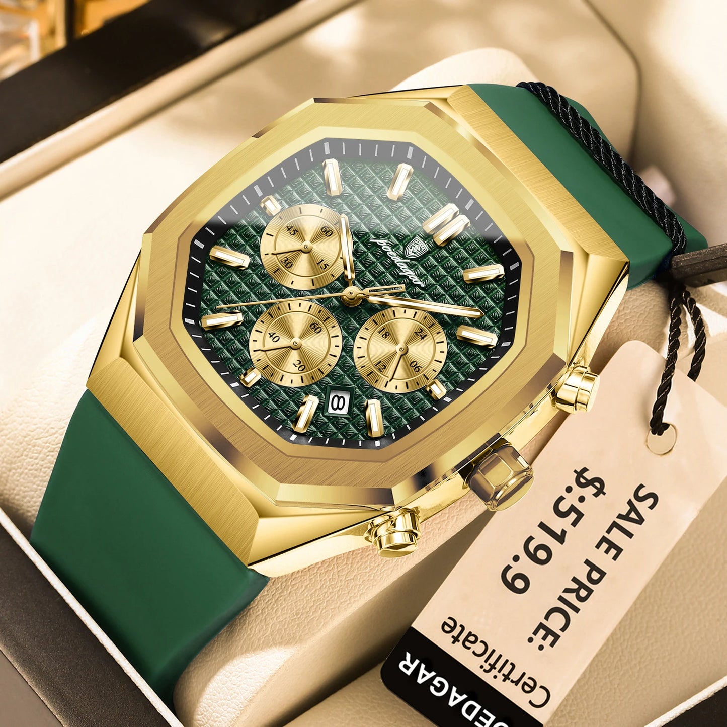 POEDAGAR affaires Quartz montre pour homme chronographe Date bracelet en Silicone homme montre étanche militaire lumineux montres pour hommes