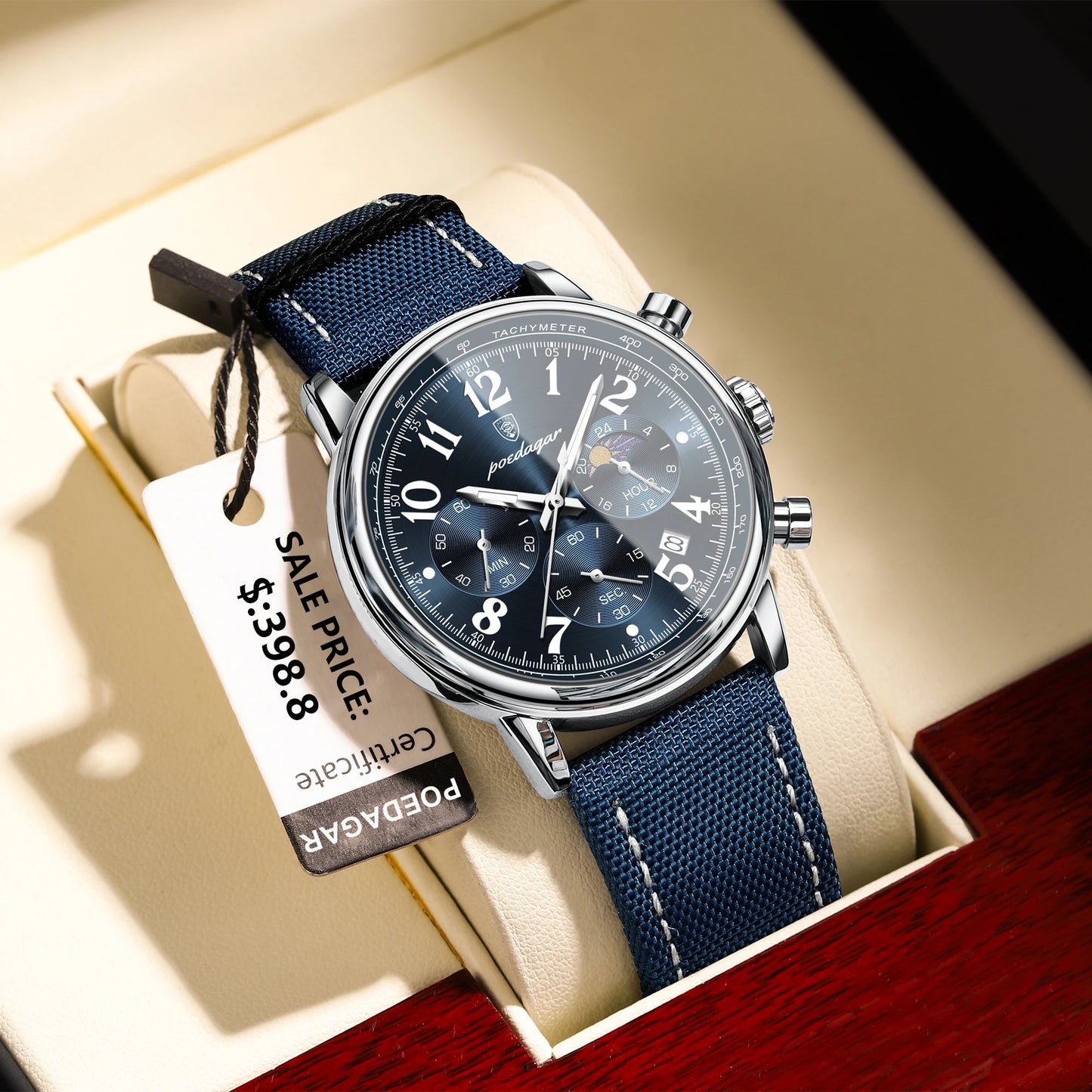 POEDAGAR luxe sport militaire hommes montre étanche lumineux chronographe Nylon cuir Date homme montre-bracelet Quartz hommes montres