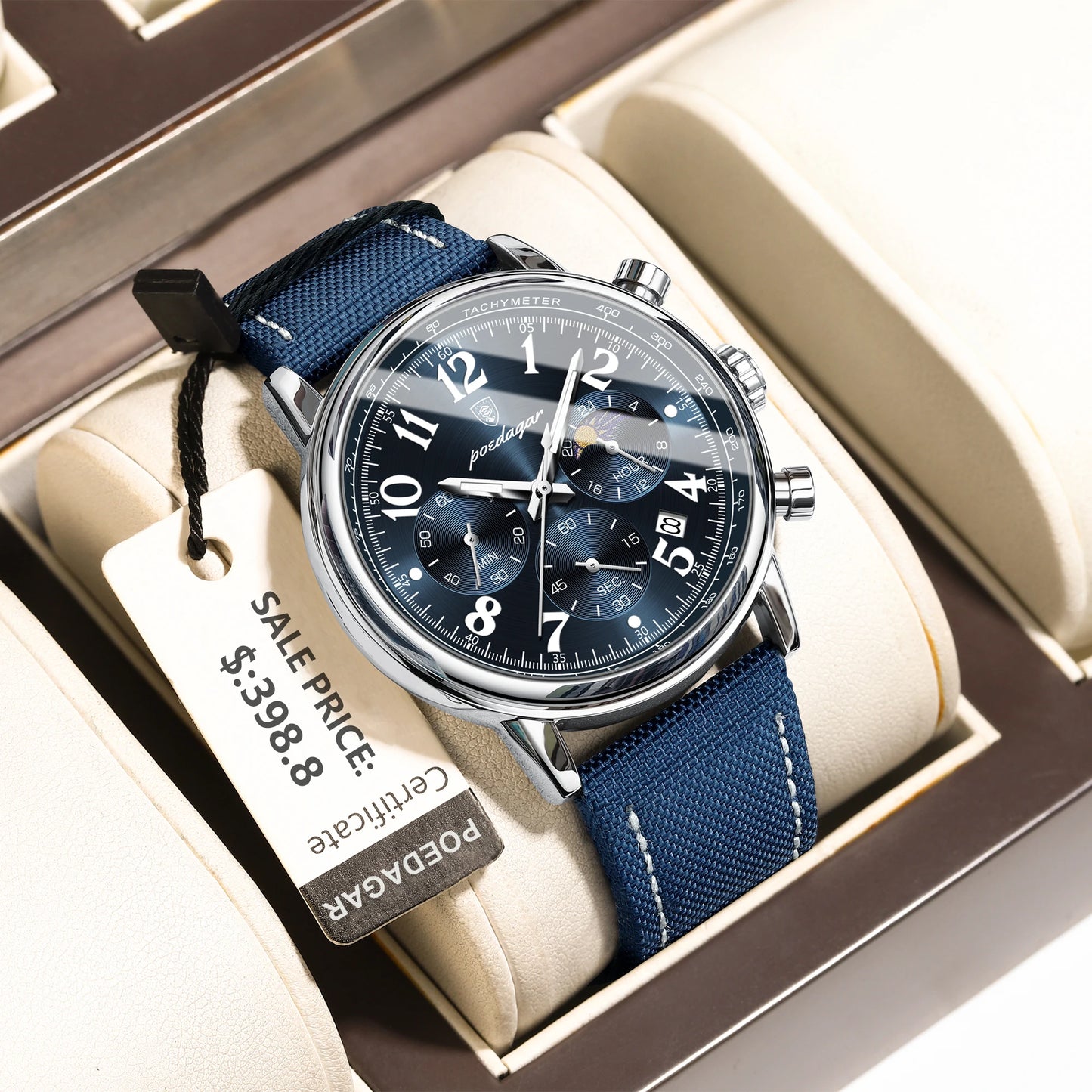 POEDAGAR luxe sport militaire hommes montre étanche lumineux chronographe Nylon cuir Date homme montre-bracelet Quartz hommes montres