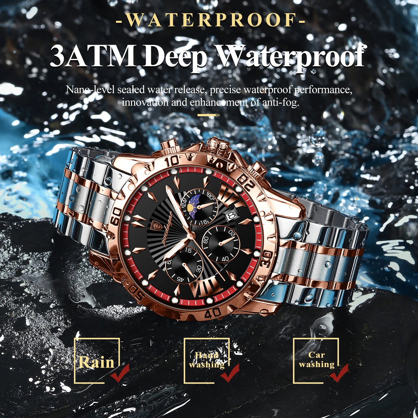 POEDAGAR montre de luxe de haute qualité pour homme étanche chronographe lumineux Date hommes montre en acier inoxydable Quartz montres pour hommes
