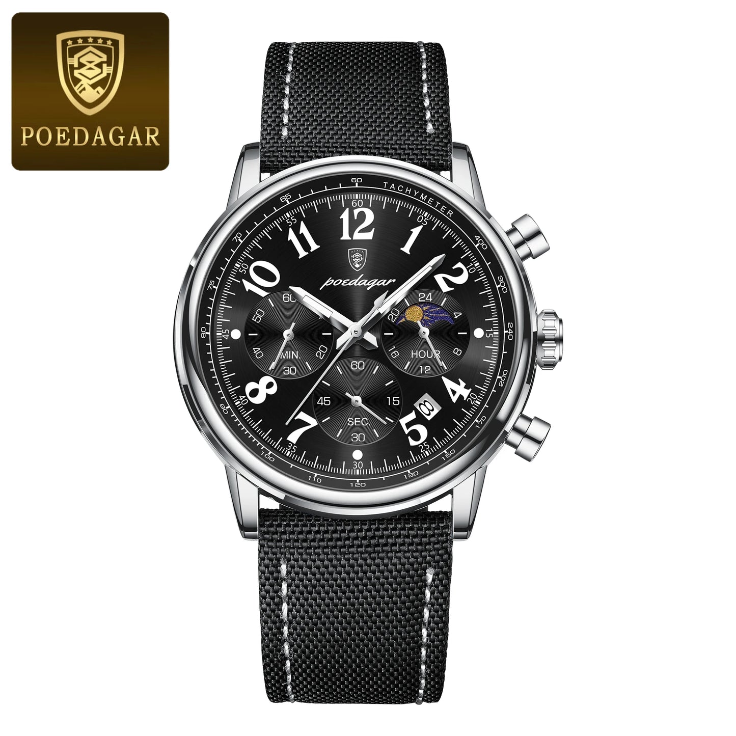POEDAGAR luxe sport militaire hommes montre étanche lumineux chronographe Nylon cuir Date homme montre-bracelet Quartz hommes montres