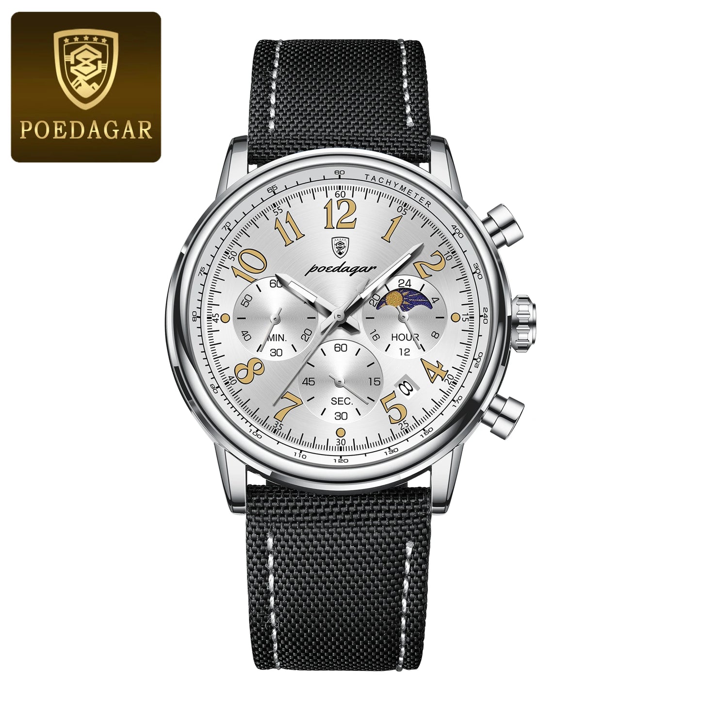 POEDAGAR luxe sport militaire hommes montre étanche lumineux chronographe Nylon cuir Date homme montre-bracelet Quartz hommes montres