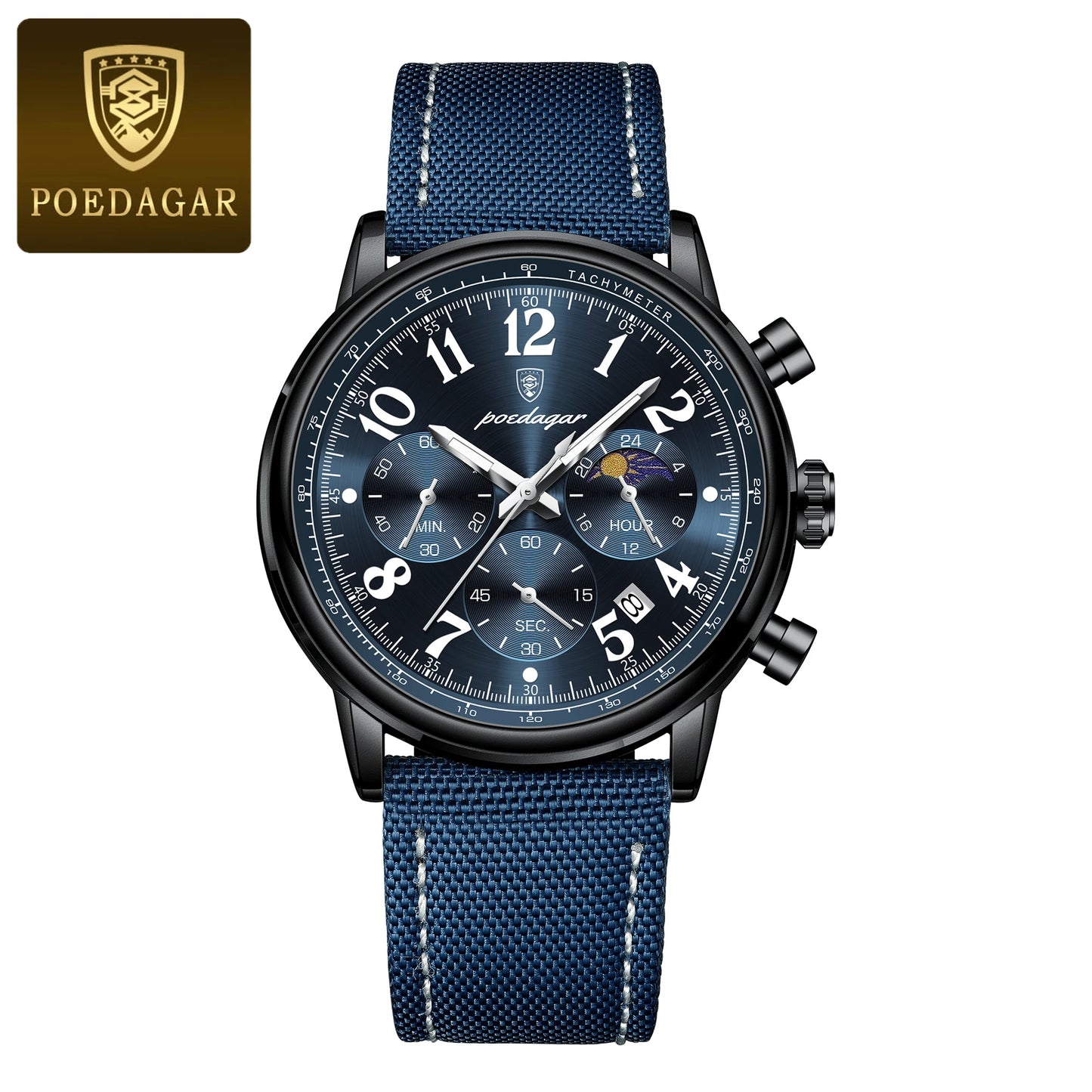 POEDAGAR luxe sport militaire hommes montre étanche lumineux chronographe Nylon cuir Date homme montre-bracelet Quartz hommes montres