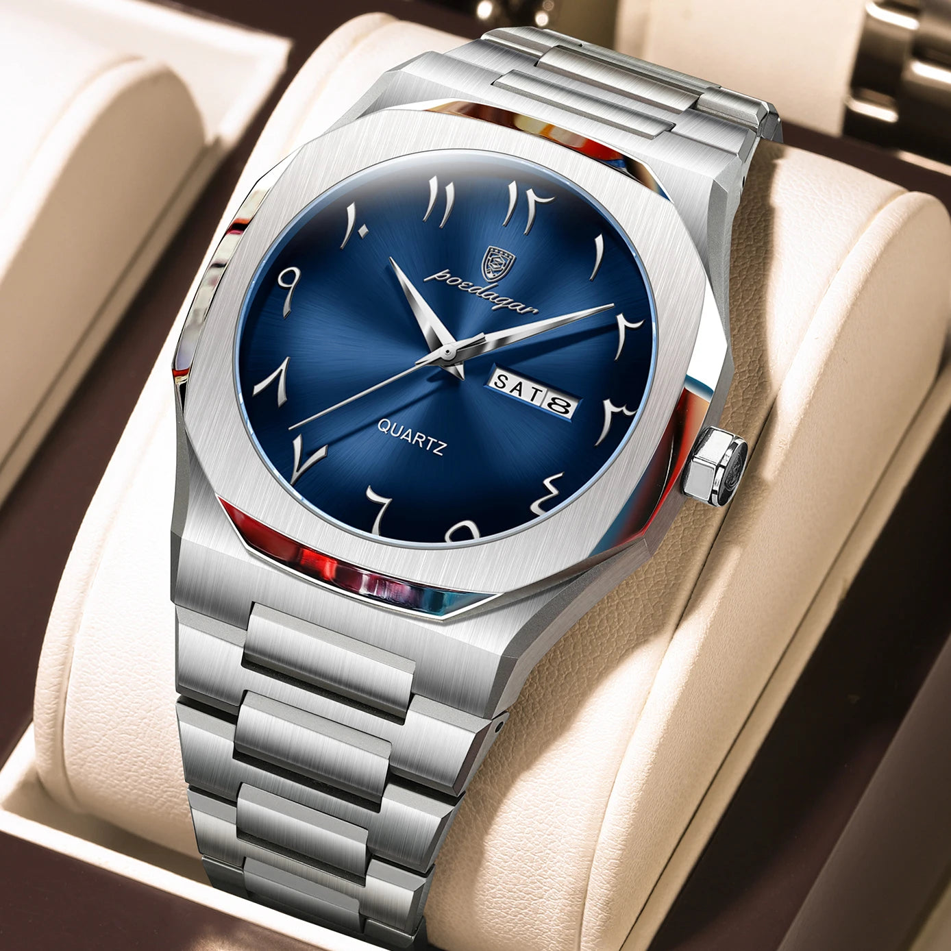 POEDAGAR montre militaire pour hommes étanche luxe semaine calendrier homme montre-bracelet Quartz acier inoxydable mode hommes montres mâle