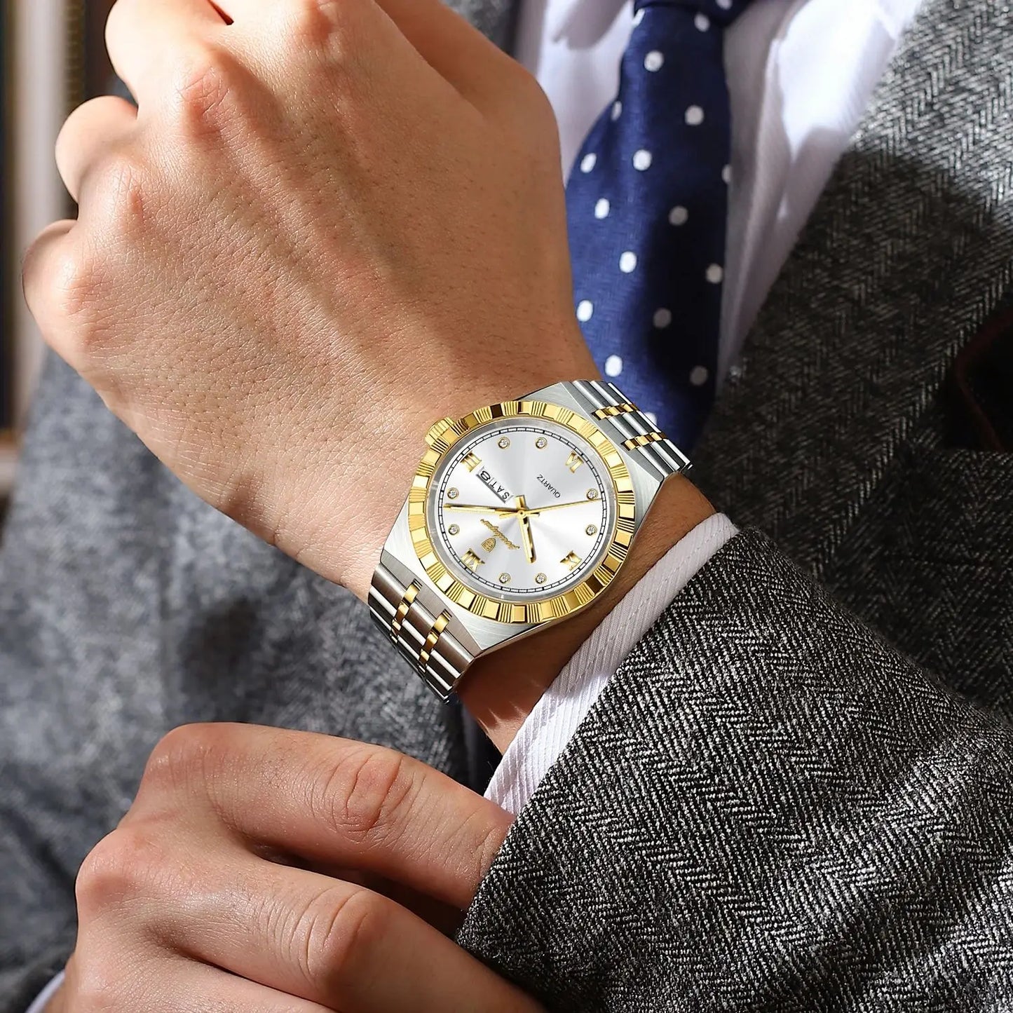 POEDAGAR luxe affaires homme montre étanche lumineux semaine Date montre pour homme en acier inoxydable à la mode montres à Quartz pour hommes