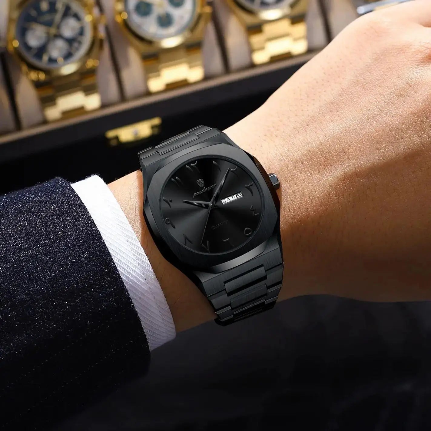 POEDAGAR montre militaire pour hommes étanche luxe semaine calendrier homme montre-bracelet Quartz acier inoxydable mode hommes montres mâle