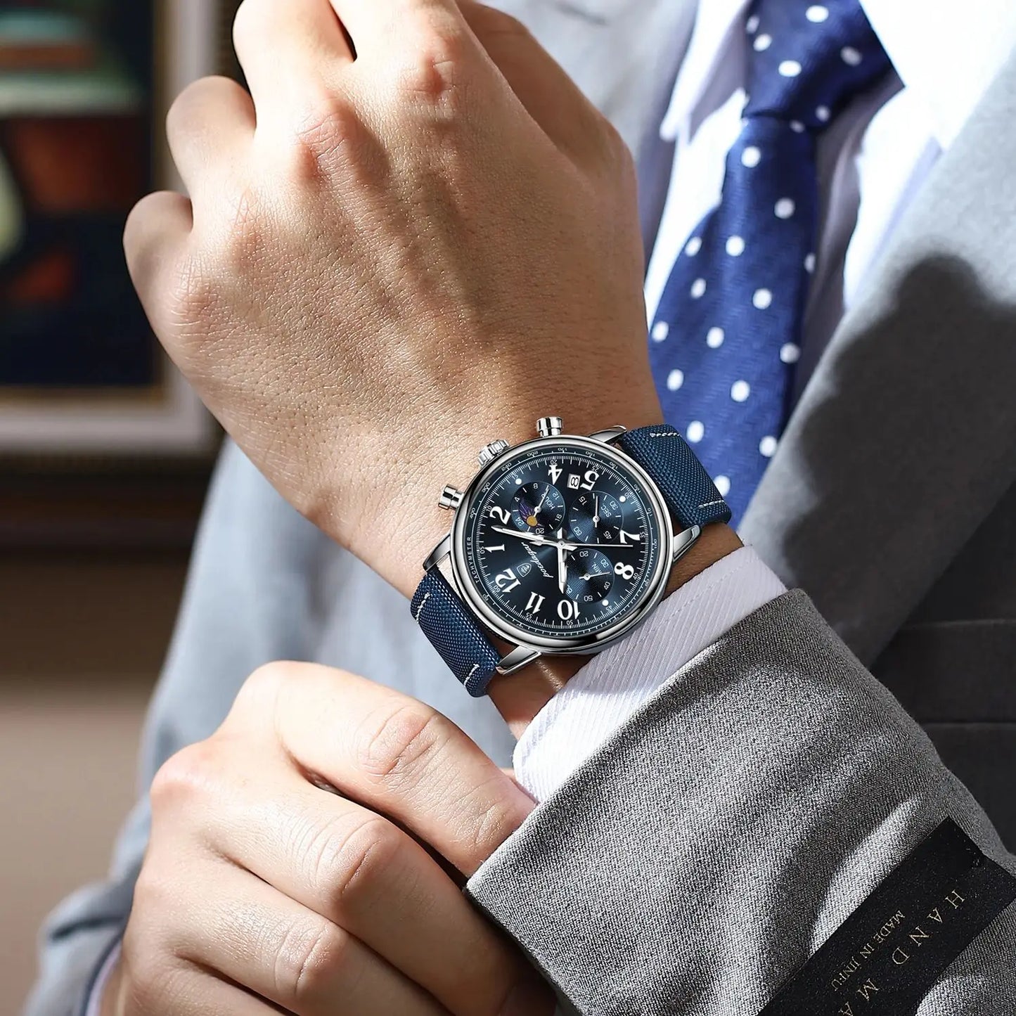 POEDAGAR luxe sport militaire hommes montre étanche lumineux chronographe Nylon cuir Date homme montre-bracelet Quartz hommes montres