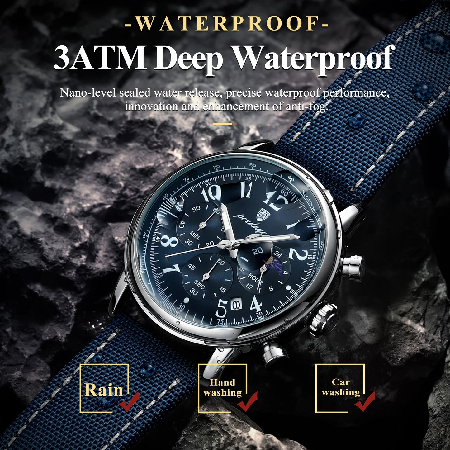 POEDAGAR luxe sport militaire hommes montre étanche lumineux chronographe Nylon cuir Date homme montre-bracelet Quartz hommes montres