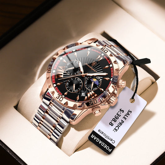 POEDAGAR montre de luxe de haute qualité pour homme étanche chronographe lumineux Date hommes montre en acier inoxydable Quartz montres pour hommes