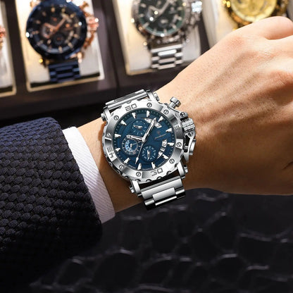 POEDAGAR montre de luxe pour hommes calendrier lumineux étanche homme horloge mâle chronographe acier inoxydable hommes montres à Quartz Reloj