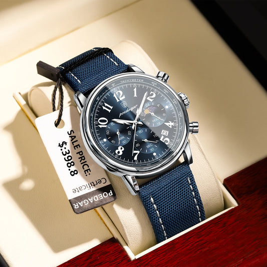 POEDAGAR luxe sport militaire hommes montre étanche lumineux chronographe Nylon cuir Date homme montre-bracelet Quartz hommes montres