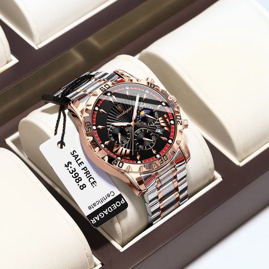 POEDAGAR montre de luxe de haute qualité pour homme étanche chronographe lumineux Date hommes montre en acier inoxydable Quartz montres pour hommes