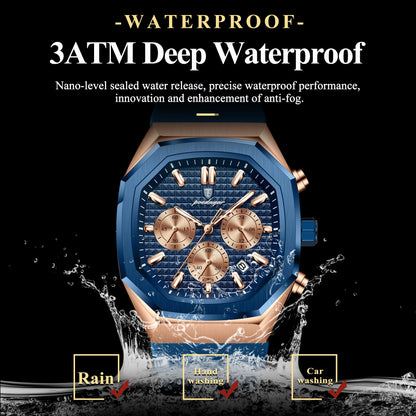 POEDAGAR affaires Quartz montre pour homme chronographe Date bracelet en Silicone homme montre étanche militaire lumineux montres pour hommes