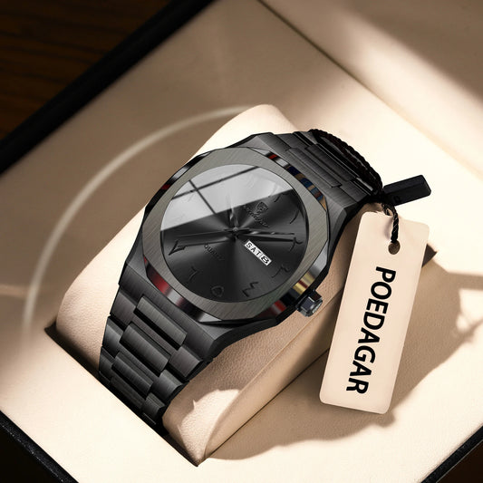 POEDAGAR montre militaire pour hommes étanche luxe semaine calendrier homme montre-bracelet Quartz acier inoxydable mode hommes montres mâle