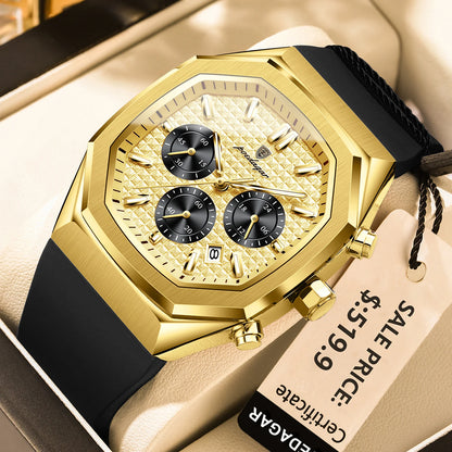 POEDAGAR affaires Quartz montre pour homme chronographe Date bracelet en Silicone homme montre étanche militaire lumineux montres pour hommes