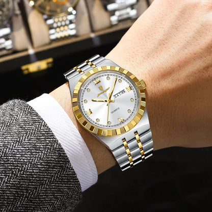 POEDAGAR luxe affaires homme montre étanche lumineux semaine Date montre pour homme en acier inoxydable à la mode montres à Quartz pour hommes