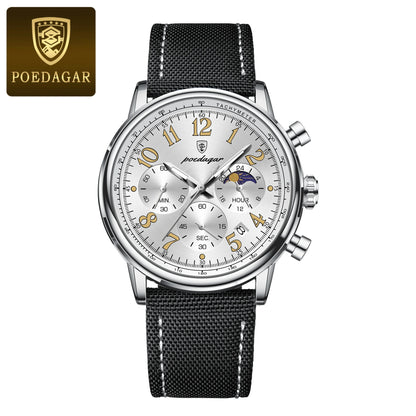POEDAGAR luxe sport militaire hommes montre étanche lumineux chronographe Nylon cuir Date homme montre-bracelet Quartz hommes montres