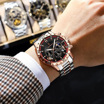 POEDAGAR montre de luxe de haute qualité pour homme étanche chronographe lumineux Date hommes montre en acier inoxydable Quartz montres pour hommes