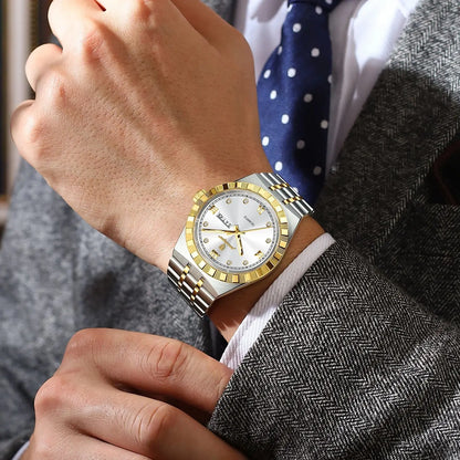 POEDAGAR luxe affaires homme montre étanche lumineux semaine Date montre pour homme en acier inoxydable à la mode montres à Quartz pour hommes