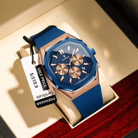 POEDAGAR affaires Quartz montre pour homme chronographe Date bracelet en Silicone homme montre étanche militaire lumineux montres pour hommes