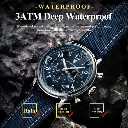 POEDAGAR luxe sport militaire hommes montre étanche lumineux chronographe Nylon cuir Date homme montre-bracelet Quartz hommes montres